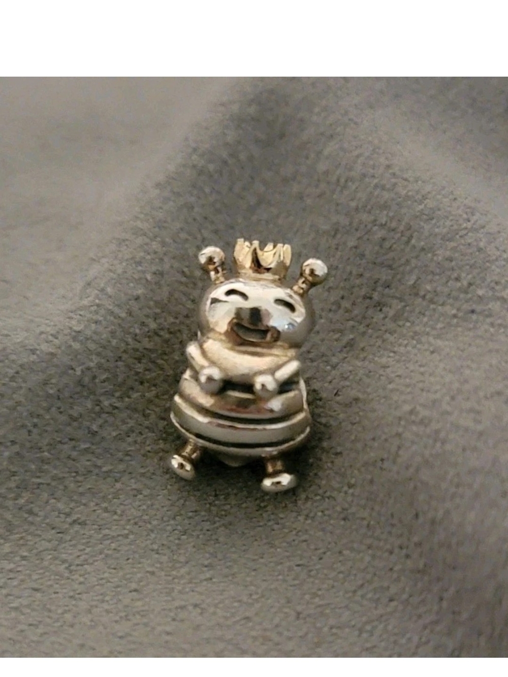 Pandora Two-Tone Bee King Charm - 925 Silver with 14k Gold Crown